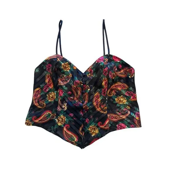 Vintage 90s Victoria’s Secret Gold Label Paisley Corset Cami Womens S Fits Big - Picture 8 of 9